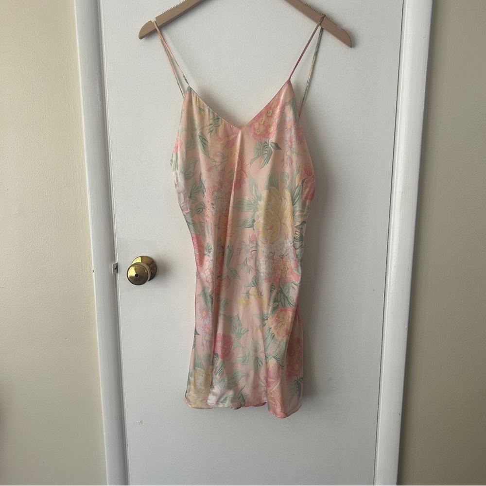 Vintage Victoria Secret Floral Silk Slip w/ Matching Panty